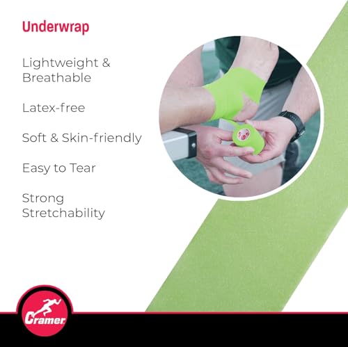 Cramer Tape Underwrap, Sports PreWrap for Athletic Ankle, Wrist, and Injury Taping Jobs, Hair Tie, Headband, Patella Support, Pre-Wrap Athletic Tape Supplies, 2.75" X 21 Yard Roll of Pre Wrap , Brite Green - color: Bright Green