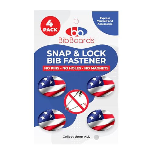 BibBoards bibSNAPS Race Bib Clips, USA Flag, 4 Pack - color: USA Flag