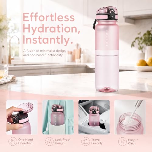 32oz Clear Tritan Water Bottle with Chug Lid - color: Pink