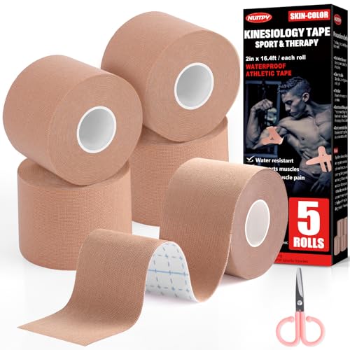5 Rolls Skin Color Kinesiology Tape, 2 inch x 16.4 Feet Kinetic Tape - color: Skin Color