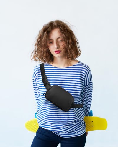 Pritent Fanny Packs for Women Crossbody Belt Bag With Zipper Back Pocket - color: Black, size: Small