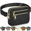 Capolo Fanny Packs for Women 4 Zip Pocket Crossbody Belt Bag Waist Bags - color: Black, size: Large