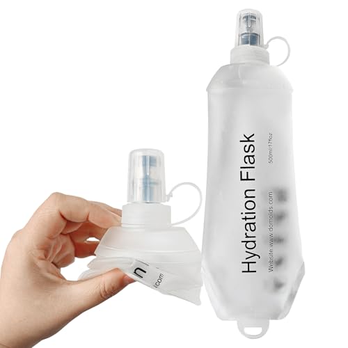 500ml Soft Flask, Soft Water Bottle for Hydration Packs, Running, Hiking, Cycling and Climbing - White - color: 500ml, white