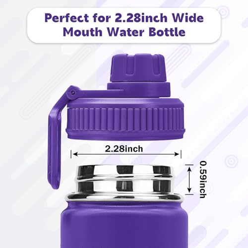 2Pack Spout Lid for Hydro Flask Wide Mouth Sport Water Bottles - color: Black+Purple