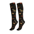 Cute Compression Socks Knee High Support Stockings Women Men - color: Moon Moth Flower