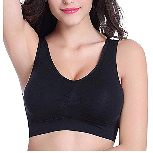 Boolavard Women's Seamless Sports Style Bra Crop Top Vest Stretch Shapewear - color: 4 X Black, size: Medium
