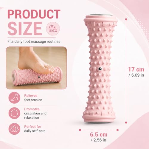 Foot Massager Roller Tool Plantar Fascia Massage Roller Textured Foot Care Arch Muscle Rolling Tool Home Office Use - color: Pink