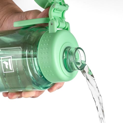 Fanhaw 32oz Clear Plastic Water Bottle with Fast-Flow Lid, Glow Green - color: Glow Green
