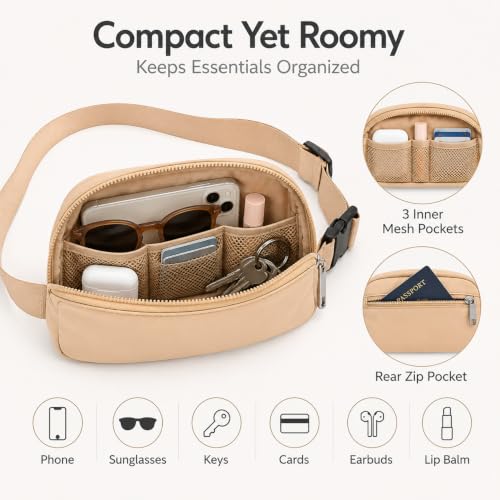 Fanny Pack, Adjustable Crossbody Waist Bag, Brown - color: Brown