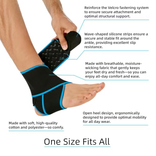 Ankle Brace Support Wrap for Women Men, 2-Pack, One Size Fits All– Blue