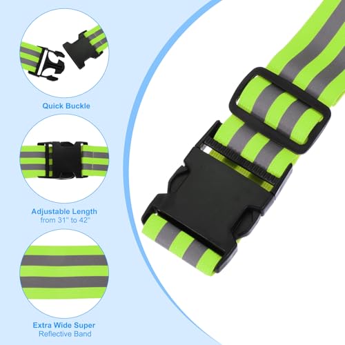 PATIKIL Adjustable Reflective Running Belt, Glow Pt Belt Sash for Cycling Walking - color: Green, size: 1.9 Inch