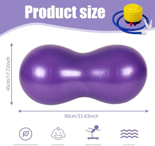 Peanut Ball,Exercise Yoga Pregnancy Ball,Peanut Stability for Kids Therapy,Labor Birthing,Core Strength Training with Pump