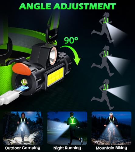 Running Lights for Runners,90°Adjustable LED Reflective Vest Running Gear,Rechargeable Chest Light Up Running Vest Night Walking Safety Gear for Night Walking/Cycling/Jogging - color: Green