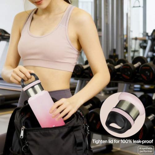 BJPKPK 32oz Insulated Water Bottle Stainless Steel Water Bottle with Handle - color: Cherry, size: 32 Ounces