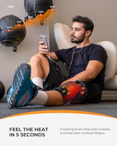 CooCoCo Red Light Therapy Knee Massager with Heat, 660nm & 850nm - color: Onyx