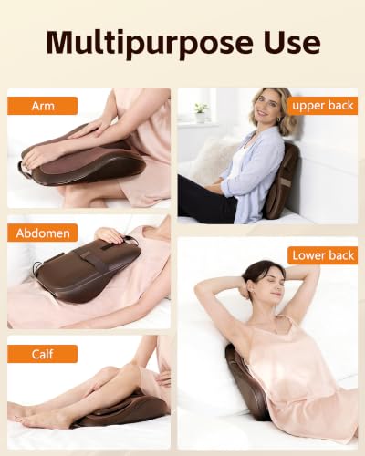 Back Massager With Heat For Pain Relief, 3D Lower Back Massager Deep Tissue - color: Brown