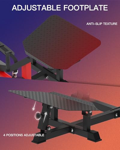 HVO Hip Thrust Machine, Adjustable Glute Bridge Machine, Plate Loaded - color: Red