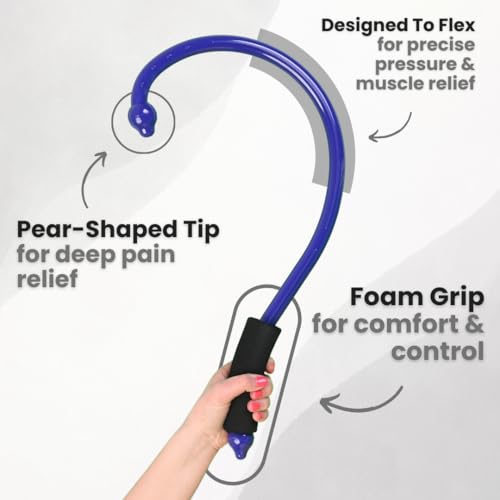 QFlex Back Massager Hook - Trigger Point Self Massage Tool for Neck, Shoulder & Muscle Knot Relief - Deep Tissue Massager Stick - As Seen on Shark Tank - Made in USA