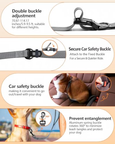 Hands Free Dog Leash, Multifunctional Crossbody Dog Leash - color: Gray, size: Large-5.9-9.5ft