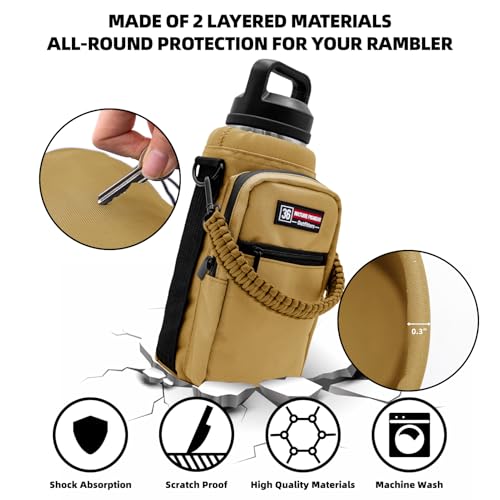 NATURE PIONEOR 26-128 oz Insulated Water Bottle Carrier Holder with Strap - color: Brown, size: 32-36oz