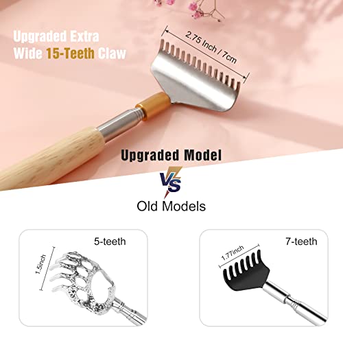Oversized Back Scratcher Telescopic Thick Wooden Handle - color: Natural Wood-02