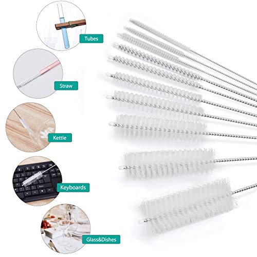 CiaraQ Bottle Cleaning Brushes, 8 Inch Nylon Tube Brush Set - color: White, size: 8.0 Inch (10pcs)