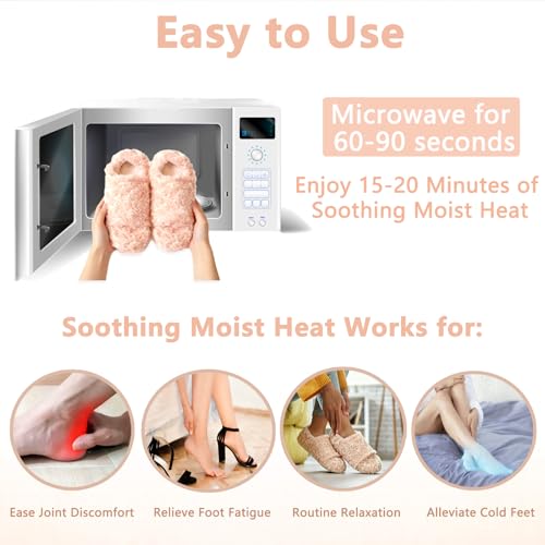 Microwavable Slippers, Microwave Heated Slippers for Women & Man, Foot Warmers for Feet Soothing, Microwavable Heating Pads for Foot, Heat Compress, Washable Cover, Pink, S - size: S, style: Pink