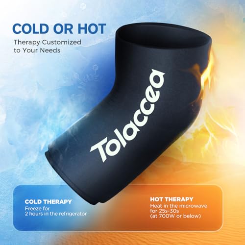 Elbow & Knee Ice Pack, Reusable Gel Cold Therapy Compression Sleeve Wrap - color: Black, size: Large