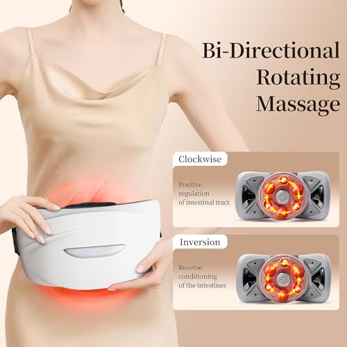 Intelligent Heated Massage Belt, Multi-Function Kneading Massager with Red Light Therapy, Natural Stone Massage for Waist and Abdomen