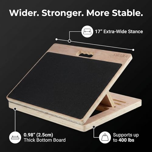 Swara 17″ Wide Ankle Board for Calf Stretching & Squats, 400 lbs Capacity - size: 14x17 Inch