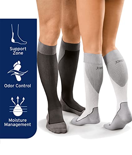 JOBST - 7528912 Sport Knee High 15-20 mmHg Compression Socks, Black/Grey, Large - color: Black/Grey, size: Large