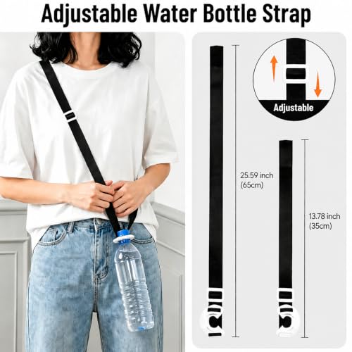 4 Pack Water Bottle Holder Lanyard Adjustable Beverages Shoulder Strap - color: Black