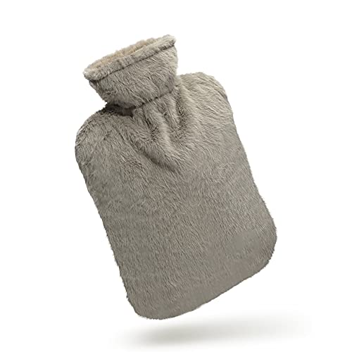 BICAREE Fuzzy Hot Water Bottle with Cover,Hot Water Bags for Pain Relief 2Liter,Heat Pad,Hot and Cold Therapy,Menstrual,Bpa Free - style: Greyish Green
