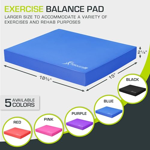 ProsourceFit Exercise Balance Pad, Non-Slip Cushioned Foam Mat & Knee Pad for Fitness and Stability Training, Yoga, Physical Therapy - color: Blue, size: 15x19