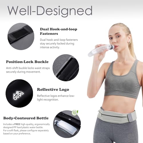 Slim Running Belt with Water Bottle - Runners Fanny Pack for Men & Women, Fits 7 inches Phones, Lightweight Waist Pack for Running Hiking Walking Jogging Climbing(Small)