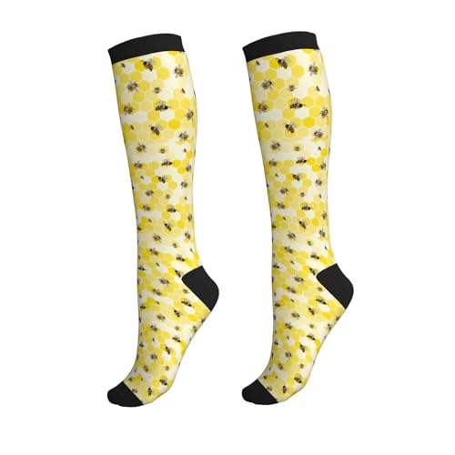 Crazy Fun Compression Socks, Unisex Knee High Support Socks - color: Bees