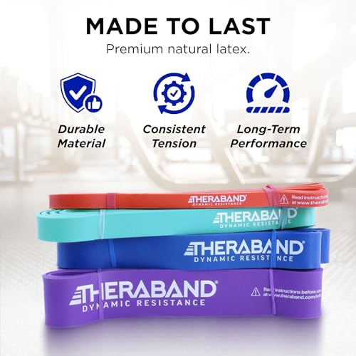 THERABAND High Resistance Super Band Set, Exercise Workout, Therapy, Multi - size: 4 Pack (15-50 lbs)
