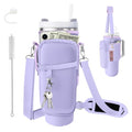 Water Bottle Carrier Bag for Stanley Cup 40oz/30oz with Phone Pocket, Neoprene Water Bottle Holder with Adjustable Shoulder & Handle Strap, Stanley Cup Accessories for Walking Travel Gym - color: Purple