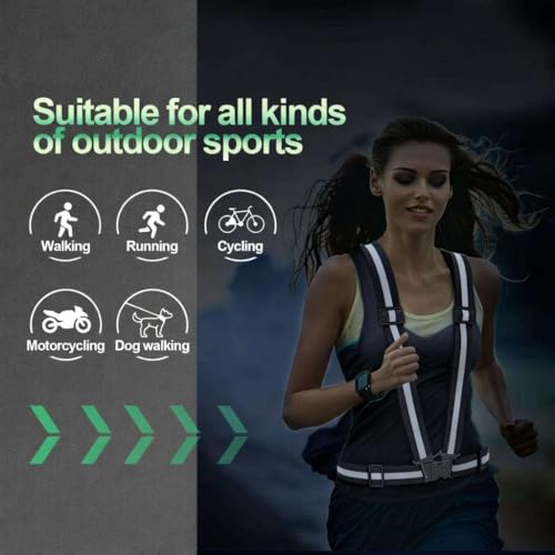 2 Packs Reflective Vest Running Gear, High Visibility Reflective Running Gear Adjustable Elastic Safety Vest for Night Jogging, Biking, Walking or Dog Walking, Running Vest for Men Women Children - color: Black