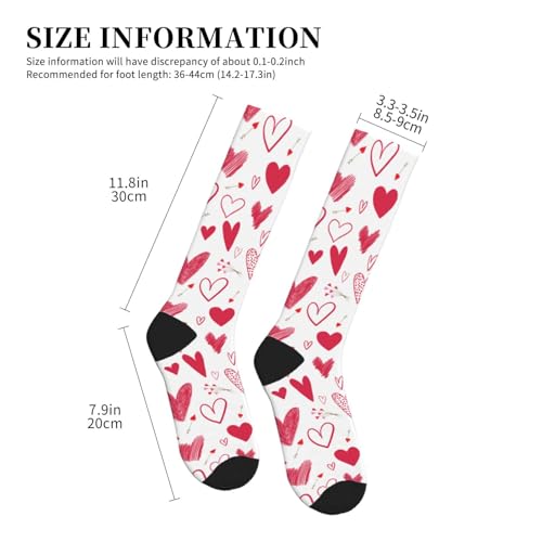 Compression Socks Knee High Support Stockings Women Men - color: Red Hearts