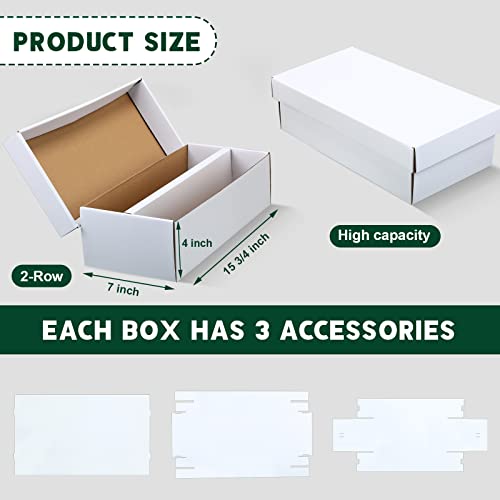 Yahenda 8 Pack Trading Card Storage Box,1600 Standard Cardboard Storage Boxes Holds 2 Rows Trading Organizer for Gaming Basketball Baseball Football Hockey Sports Collecting Supplies(White)