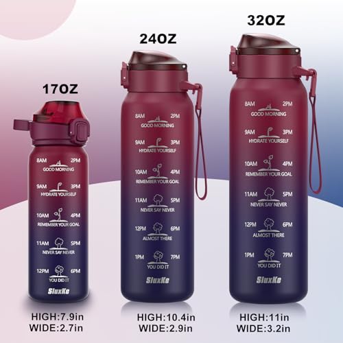 SLUXKE Insulated Water Bottle 24oz, Double Wall Vacuum 18/10 Stainless Steel Bottle with 2Lids, Leak Proof & BPA-Free, 700ml Hydro Water Flask with Handle & Straw Spout Lids RED BLACK - color: RED BLACK, size: 24 Ounces