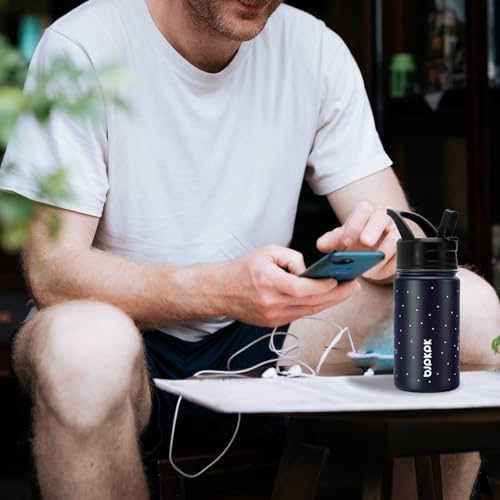 BJPKPK Insulated Water Bottle, 15oz Stainless Steel with Straw Lid - color: Aquarius, style: 15oz