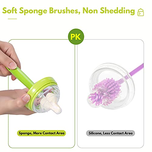 Baby Bottle Brush Kit (Green), Sponge Heads, Straw Cleaners, Compact Tool