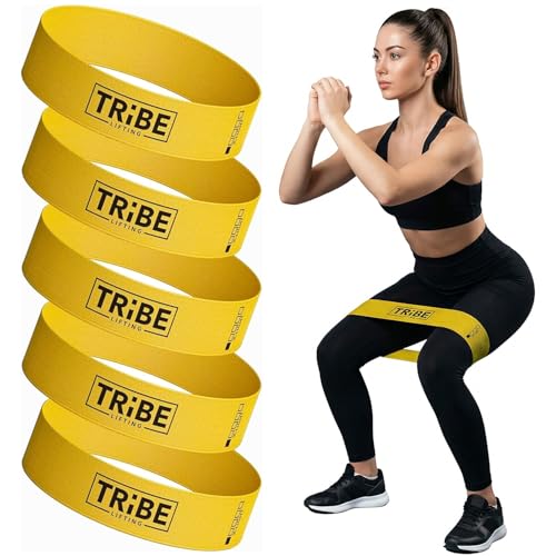Fabric Resistance Bands for Working Out, 5-Band Set for Legs and Glutes - color: X-Light Yellow
