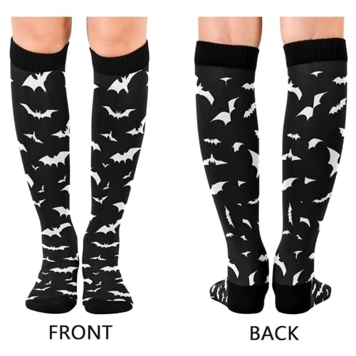 Wusikd Heartbeat Symbol Compression Socks for Women and Men Circulation Black Long Socks for Athletic Running 1 - color: Bat
