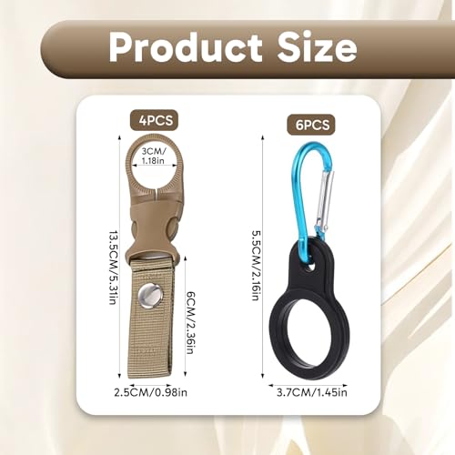10Pcs Water Bottle Clip for Backpack, Portable Hanging Bottle Buckle Water Bottle Clip for Backpack Lightweight Strap Holder for Outdoor Camping Hiking Traveling