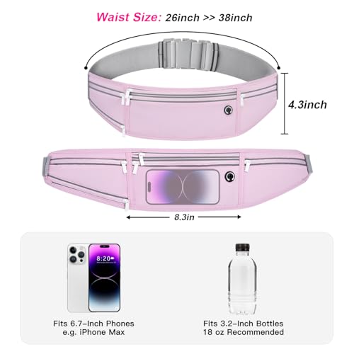 Slim Running Belt for Women Men,Runners Fanny Pack Phone Holder,Money Belt,Running Gear Accessories,with 3 Pockets (Jet Purple) - color: Jet Purple