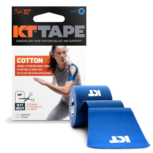 KT Tape, Original Cotton, Elastic Kinesiology Athletic Tape, 16’ Uncut Roll - color: Blue