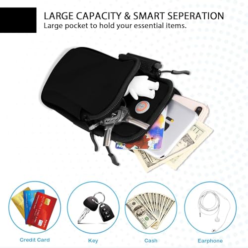 Sports Armband, Universal Running Gym Smartphone Arm Bag with Earphone Hole & Multi Pockets, Black